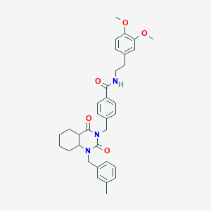molecular formula C34H33N3O5 B2722654 N-[2-(3,4-dimethoxyphenyl)ethyl]-4-[[1-[(3-methylphenyl)methyl]-2,4-dioxo-4a,5,6,7,8,8a-hexahydroquinazolin-3-yl]methyl]benzamide CAS No. 899922-80-6