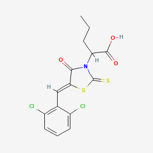molecular formula C15H13Cl2NO3S2 B2722673 2-[(5Z)-5-[(2,6-dichlorophenyl)methylidene]-4-oxo-2-sulfanylidene-1,3-thiazolidin-3-yl]pentanoic acid CAS No. 300378-69-2
