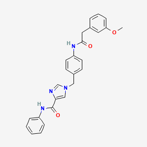 molecular formula C26H24N4O3 B2722682 1-(4-(2-(3-methoxyphenyl)acetamido)benzyl)-N-phenyl-1H-imidazole-4-carboxamide CAS No. 1251609-39-8