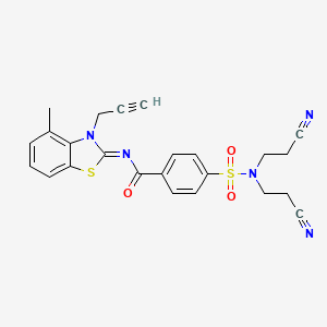 molecular formula C24H21N5O3S2 B2722684 4-[bis(2-cyanoethyl)sulfamoyl]-N-(4-methyl-3-prop-2-ynyl-1,3-benzothiazol-2-ylidene)benzamide CAS No. 868377-87-1