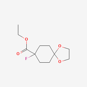 molecular formula C11H17FO4 B2722685 8-氟-1,4-二氧代螺[4.5]癸烷-8-甲酸乙酯 CAS No. 1260796-05-1