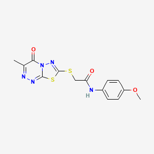 molecular formula C14H13N5O3S2 B2722693 N-(4-methoxyphenyl)-2-[(3-methyl-4-oxo-[1,3,4]thiadiazolo[2,3-c][1,2,4]triazin-7-yl)sulfanyl]acetamide CAS No. 869073-94-9