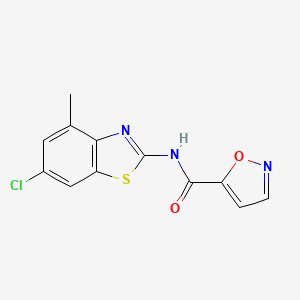 molecular formula C12H8ClN3O2S B2722694 N-(6-chloro-4-methylbenzo[d]thiazol-2-yl)isoxazole-5-carboxamide CAS No. 941994-08-7