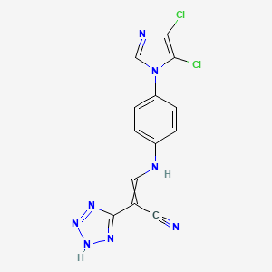 molecular formula C13H8Cl2N8 B2722701 3-[4-(4,5-dichloroimidazol-1-yl)anilino]-2-(2H-tetrazol-5-yl)prop-2-enenitrile CAS No. 1024831-26-2