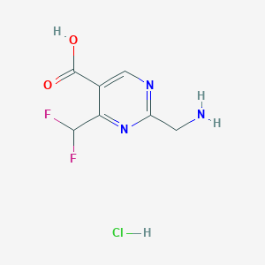 2-(Aminomethyl)-4-(difluoromethyl)pyrimidine-5-carboxylic acid;hydrochloride