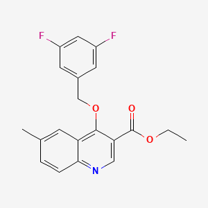 molecular formula C20H17F2NO3 B2722736 Ethyl 4-[(3,5-difluorobenzyl)oxy]-6-methyl-3-quinolinecarboxylate CAS No. 923106-21-2