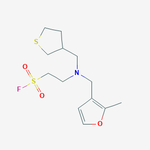 molecular formula C13H20FNO3S2 B2722752 2-[(2-Methylfuran-3-yl)methyl-(thiolan-3-ylmethyl)amino]ethanesulfonyl fluoride CAS No. 2411200-15-0