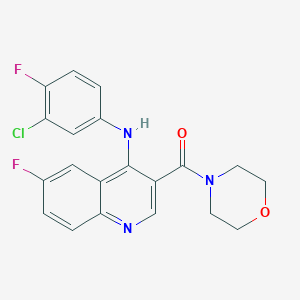 molecular formula C20H16ClF2N3O2 B2722759 (4-((3-氯-4-氟苯基)氨基)-6-氟喹啉-3-基)(吗啉基)甲酮 CAS No. 1358760-94-7