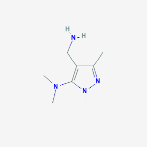 molecular formula C8H16N4 B2722768 4-(aminomethyl)-N,N,2,5-tetramethylpyrazol-3-amine CAS No. 1152578-98-7