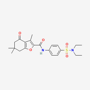 molecular formula C22H28N2O5S B2722771 N-(4-(N,N-diethylsulfamoyl)phenyl)-3,6,6-trimethyl-4-oxo-4,5,6,7-tetrahydrobenzofuran-2-carboxamide CAS No. 912908-72-6