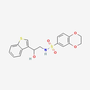 molecular formula C18H17NO5S2 B2722775 N-(2-(benzo[b]thiophen-3-yl)-2-hydroxyethyl)-2,3-dihydrobenzo[b][1,4]dioxine-6-sulfonamide CAS No. 2034438-89-4