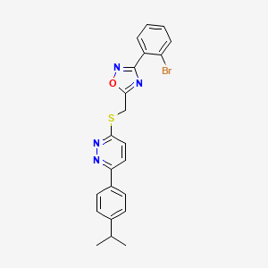 molecular formula C22H19BrN4OS B2722789 3-({[3-(2-Bromophenyl)-1,2,4-oxadiazol-5-yl]methyl}sulfanyl)-6-[4-(propan-2-yl)phenyl]pyridazine CAS No. 1114915-42-2