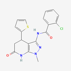 2-chloro-N-(1-methyl-6-oxo-4-(thiophen-2-yl)-4,5,6,7-tetrahydro-1H-pyrazolo[3,4-b]pyridin-3-yl)benzamide