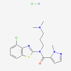 molecular formula C17H21Cl2N5OS B2722804 N-(4-chlorobenzo[d]thiazol-2-yl)-N-(3-(dimethylamino)propyl)-1-methyl-1H-pyrazole-5-carboxamide hydrochloride CAS No. 1189691-23-3