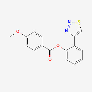 molecular formula C16H12N2O3S B2722812 2-(1,2,3-Thiadiazol-4-yl)phenyl 4-methoxybenzenecarboxylate CAS No. 303148-82-5