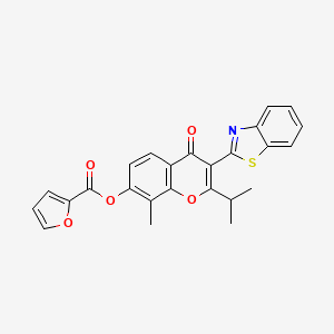 3-(benzo[d]thiazol-2-yl)-2-isopropyl-8-methyl-4-oxo-4H-chromen-7-yl furan-2-carboxylate