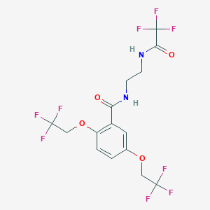 molecular formula C15H13F9N2O4 B2722820 N-[2-[(2,2,2-trifluoroacetyl)amino]ethyl]-2,5-bis(2,2,2-trifluoroethoxy)benzamide CAS No. 338418-19-2