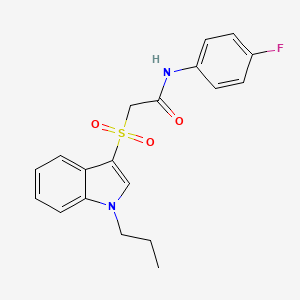 molecular formula C19H19FN2O3S B2722822 N-(4-氟苯基)-2-((1-丙基-1H-吲哚-3-基)磺酰)乙酰胺 CAS No. 850932-53-5