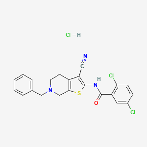 molecular formula C22H18Cl3N3OS B2722825 N-(6-benzyl-3-cyano-4,5,6,7-tetrahydrothieno[2,3-c]pyridin-2-yl)-2,5-dichlorobenzamide hydrochloride CAS No. 1215696-60-8