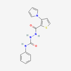 molecular formula C16H14N4O2S B2722827 N-phenyl-2-{[3-(1H-pyrrol-1-yl)-2-thienyl]carbonyl}-1-hydrazinecarboxamide CAS No. 551930-95-1