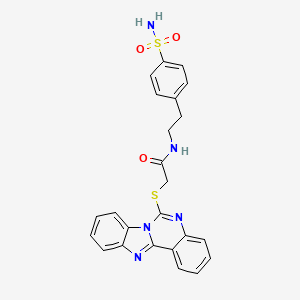 N-[2-(4-sulfamoylphenyl)ethyl]-2-{8,10,17-triazatetracyclo[8.7.0.0^{2,7}.0^{11,16}]heptadeca-1(17),2,4,6,8,11(16),12,14-octaen-9-ylsulfanyl}acetamide