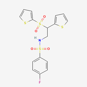molecular formula C16H14FNO4S4 B2722837 4-fluoro-N-[2-(2-thienyl)-2-(2-thienylsulfonyl)ethyl]benzenesulfonamide CAS No. 896348-25-7