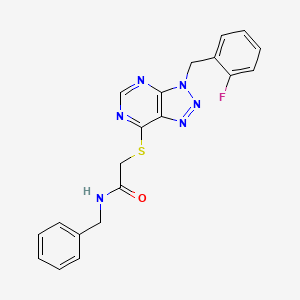 molecular formula C20H17FN6OS B2722838 N-benzyl-2-[3-[(2-fluorophenyl)methyl]triazolo[4,5-d]pyrimidin-7-yl]sulfanylacetamide CAS No. 863458-83-7