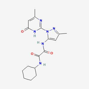 molecular formula C17H22N6O3 B2722857 N1-cyclohexyl-N2-(3-methyl-1-(4-methyl-6-oxo-1,6-dihydropyrimidin-2-yl)-1H-pyrazol-5-yl)oxalamide CAS No. 1014026-56-2