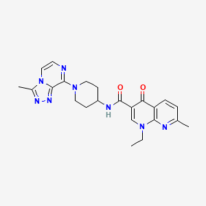 molecular formula C23H26N8O2 B2722858 1-ethyl-7-methyl-N-(1-(3-methyl-[1,2,4]triazolo[4,3-a]pyrazin-8-yl)piperidin-4-yl)-4-oxo-1,4-dihydro-1,8-naphthyridine-3-carboxamide CAS No. 2034461-78-2