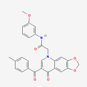 molecular formula C27H22N2O6 B2722860 N-(3-methoxyphenyl)-2-[7-(4-methylbenzoyl)-8-oxo-[1,3]dioxolo[4,5-g]quinolin-5-yl]acetamide CAS No. 866340-06-9