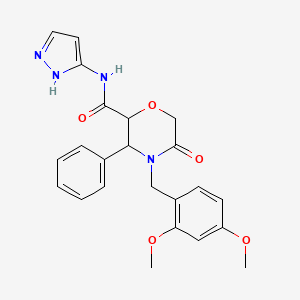 4-(2,4-dimethoxybenzyl)-5-oxo-3-phenyl-N-(1H-pyrazol-3-yl)morpholine-2-carboxamide