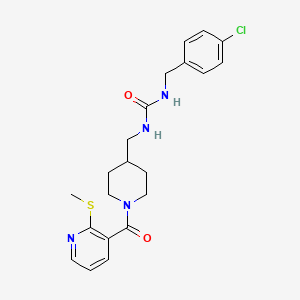 molecular formula C21H25ClN4O2S B2722870 1-(4-Chlorobenzyl)-3-((1-(2-(methylthio)nicotinoyl)piperidin-4-yl)methyl)urea CAS No. 1235378-09-2