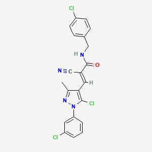 (E)-3-[5-chloro-1-(3-chlorophenyl)-3-methylpyrazol-4-yl]-N-[(4-chlorophenyl)methyl]-2-cyanoprop-2-enamide