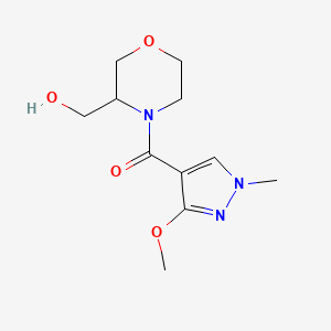 molecular formula C11H17N3O4 B2722890 (3-(hydroxymethyl)morpholino)(3-methoxy-1-methyl-1H-pyrazol-4-yl)methanone CAS No. 1421498-54-5