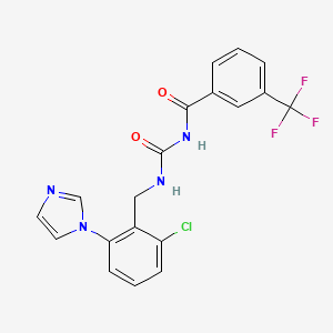 molecular formula C19H14ClF3N4O2 B2722893 N-[2-chloro-6-(1H-imidazol-1-yl)benzyl]-N'-[3-(trifluoromethyl)benzoyl]urea CAS No. 866042-66-2