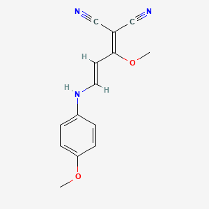 molecular formula C14H13N3O2 B2722911 2-[1-Methoxy-3-(4-methoxyanilino)-2-propenylidene]malononitrile CAS No. 1164508-01-3