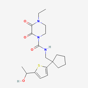 4-ethyl-N-((1-(5-(1-hydroxyethyl)thiophen-2-yl)cyclopentyl)methyl)-2,3-dioxopiperazine-1-carboxamide