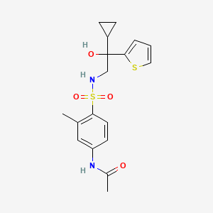 molecular formula C18H22N2O4S2 B2722927 N-(4-(N-(2-cyclopropyl-2-hydroxy-2-(thiophen-2-yl)ethyl)sulfamoyl)-3-methylphenyl)acetamide CAS No. 1448045-72-4