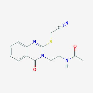 molecular formula C14H14N4O2S B2722929 N-(2-(2-((cyanomethyl)thio)-4-oxoquinazolin-3(4H)-yl)ethyl)acetamide CAS No. 443351-64-2