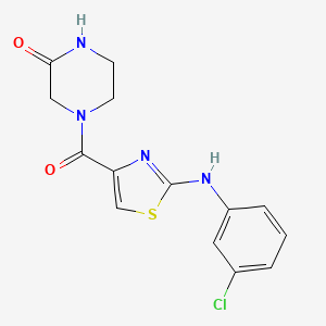 molecular formula C14H13ClN4O2S B2722939 4-(2-((3-氯苯基)氨基)噻唑-4-甲酰)哌嗪-2-酮 CAS No. 1208833-62-8