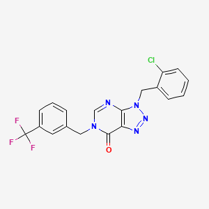 molecular formula C19H13ClF3N5O B2722943 3-(2-chlorobenzyl)-6-(3-(trifluoromethyl)benzyl)-3,6-dihydro-7H-[1,2,3]triazolo[4,5-d]pyrimidin-7-one CAS No. 1326820-55-6