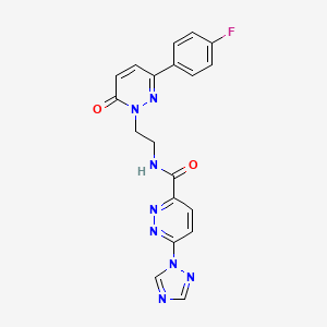 molecular formula C19H15FN8O2 B2722946 N-(2-(3-(4-fluorophenyl)-6-oxopyridazin-1(6H)-yl)ethyl)-6-(1H-1,2,4-triazol-1-yl)pyridazine-3-carboxamide CAS No. 1448043-51-3