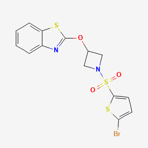 molecular formula C14H11BrN2O3S3 B2722965 2-((1-((5-Bromothiophen-2-yl)sulfonyl)azetidin-3-yl)oxy)benzo[d]thiazole CAS No. 1421455-67-5