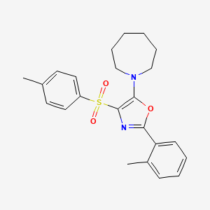 molecular formula C23H26N2O3S B2722969 1-{2-(2-Methylphenyl)-4-[(4-methylphenyl)sulfonyl]-1,3-oxazol-5-yl}azepane CAS No. 618862-90-1