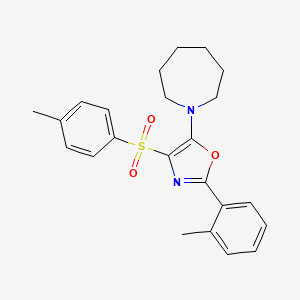 molecular formula C23H26N2O3S B2722969 1-{2-(2-甲基苯基)-4-[(4-甲基苯基)磺酰]-1,3-噁唑-5-基}环庚烷 CAS No. 618862-90-1