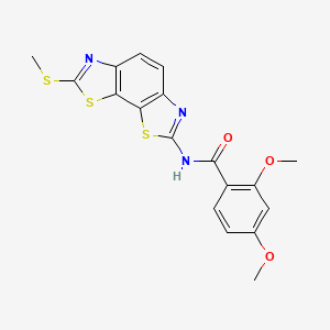 molecular formula C18H15N3O3S3 B2722970 2,4-dimethoxy-N-(2-methylsulfanyl-[1,3]thiazolo[4,5-g][1,3]benzothiazol-7-yl)benzamide CAS No. 361173-06-0