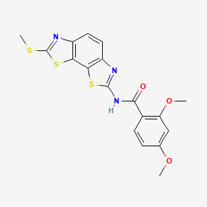 molecular formula C18H15N3O3S3 B2722970 2,4-二甲氧基-N-(2-甲基硫代-[1,3]噻唑[4,5-g][1,3]苯并噻唑-7-基)苯甲酰胺 CAS No. 361173-06-0