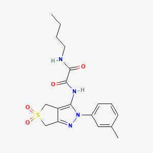 molecular formula C18H22N4O4S B2722973 N1-丁基-N2-(5,5-二氧代-2-(间甲苯)-4,6-二氢-2H-噻吩[3,4-c]吡唑-3-基)草酰胺 CAS No. 899994-72-0