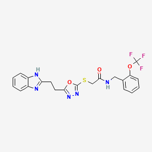 2-((5-(2-(1H-benzo[d]imidazol-2-yl)ethyl)-1,3,4-oxadiazol-2-yl)thio)-N-(2-(trifluoromethoxy)benzyl)acetamide