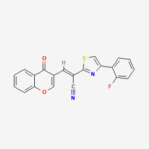 (E)-2-[4-(2-fluorophenyl)-1,3-thiazol-2-yl]-3-(4-oxochromen-3-yl)prop-2-enenitrile